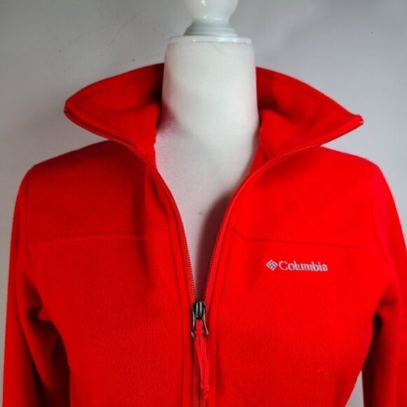 Columbia Red Orange Fleece Full Zip Winter Jacket - Picture 2 of 8